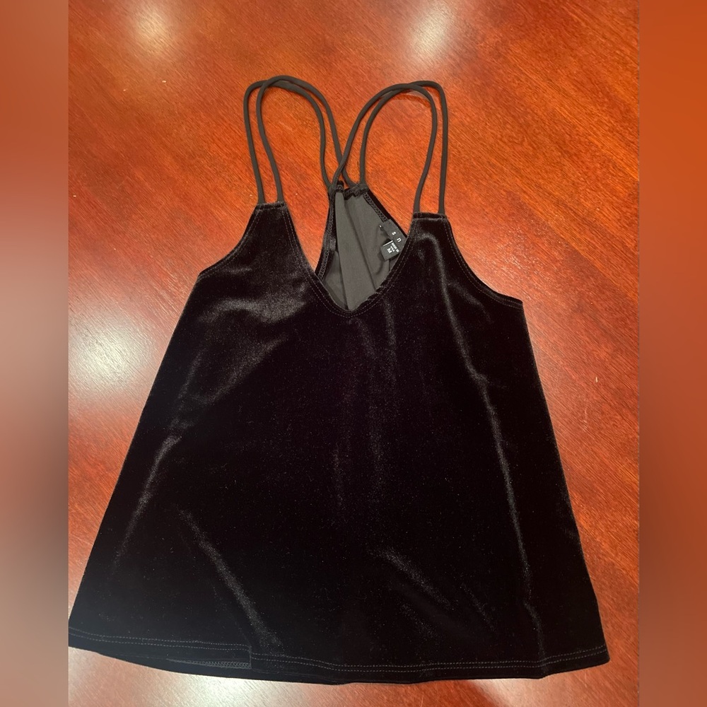 Snap Black Velvet Cami Top